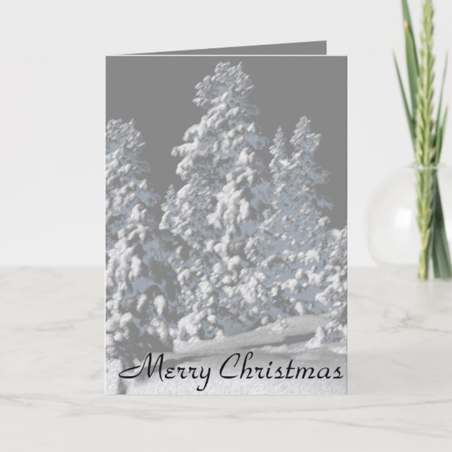 Christmas Cards - Silver Snowy Trees (Front)