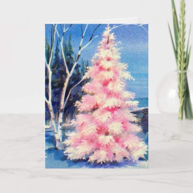 Christmas Cards | Vintage Pink Tree (Front)