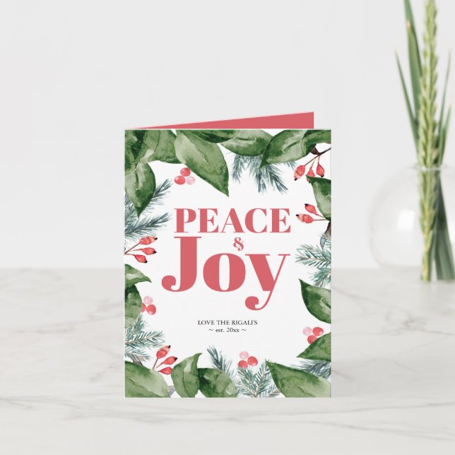 Christmas Cards Watercolor Botanical Greenery (Front)