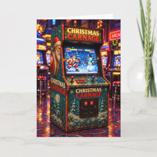 Christmas Carnage Retro Arcade Game Christmas Card