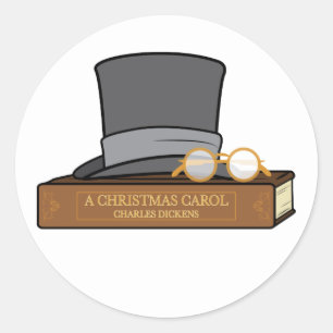 Christmas Carol and English Top Hat Classic Round Sticker