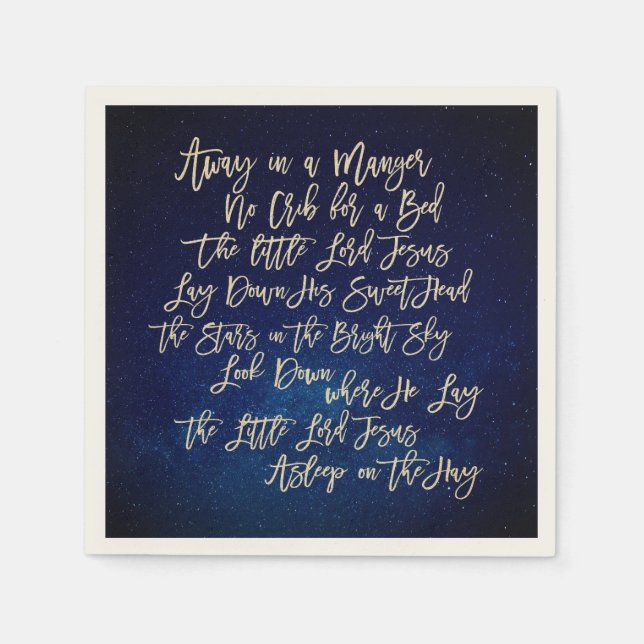 Christmas Carol Away In A Manger Midnight Blue Napkin (Front)