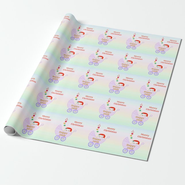 Christmas Carol Baby Wrapping Paper (Unrolled)