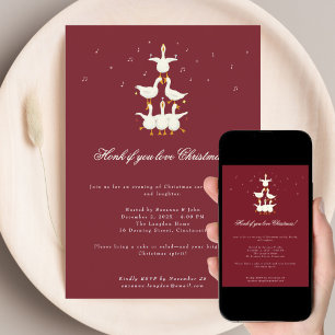 Christmas Carol carolling goose invitation