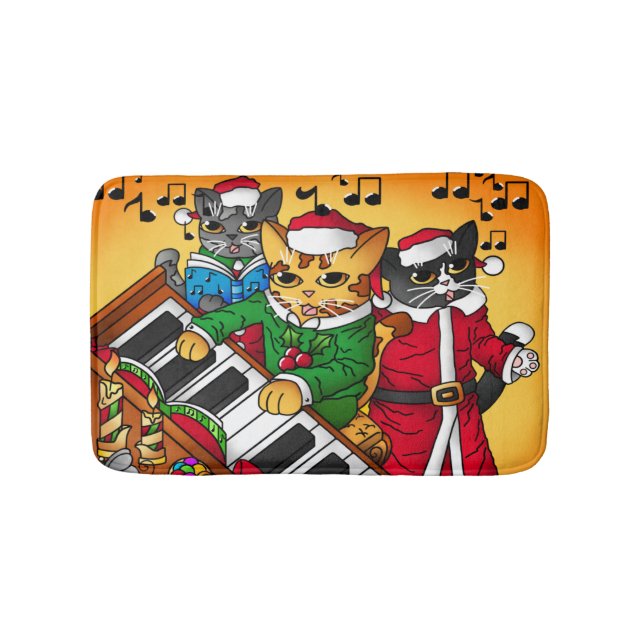 Christmas Carol Cats Bath Mat (Front)