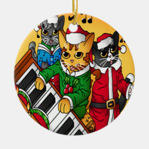 Christmas Carol Cats Ceramic Tree Decoration