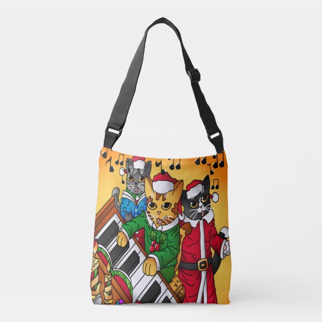 Christmas Carol Cats Crossbody Bag (Front)