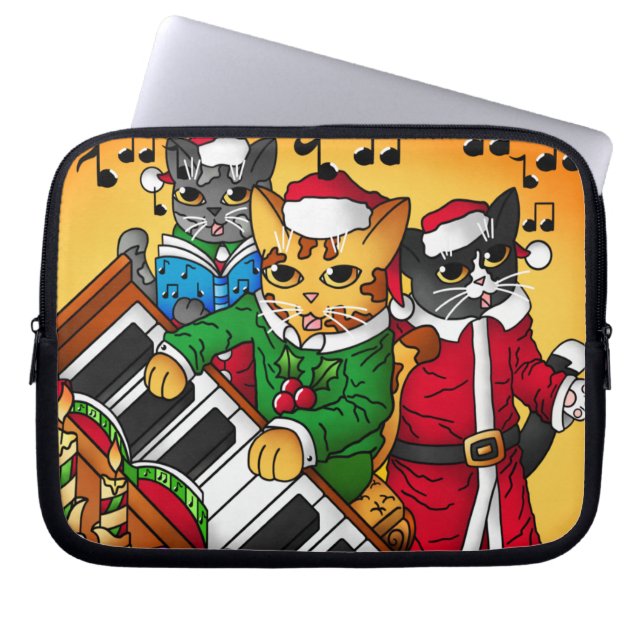 Christmas Carol Cats Laptop Sleeve (Front)