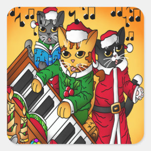 Christmas Carol Cats Square Sticker