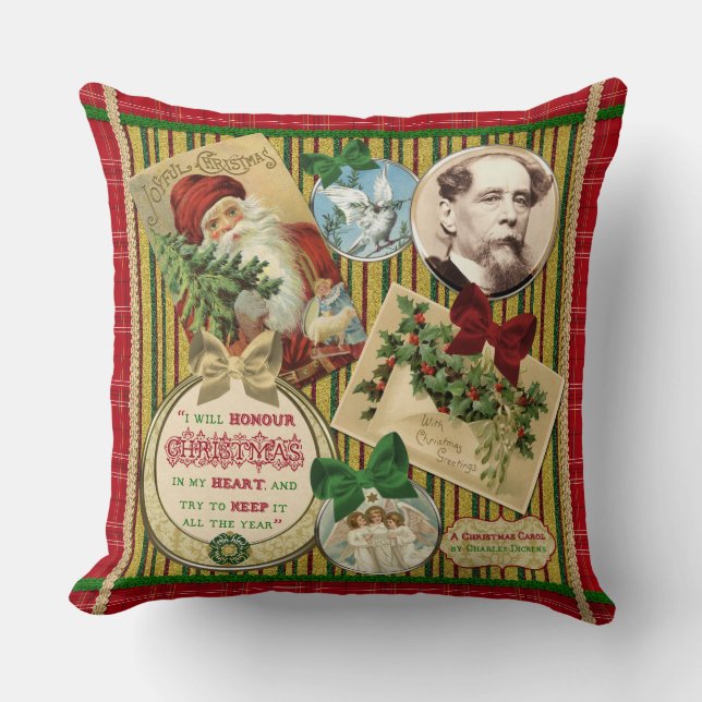 Christmas Carol Charles Dickens Traditional Plaid Cushion (Front)