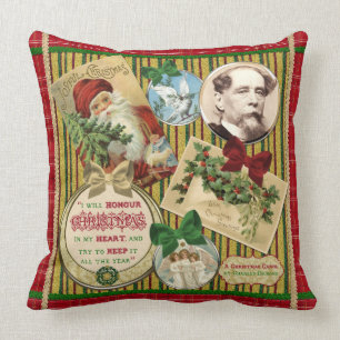 Christmas Carol Charles Dickens Traditional Plaid Cushion