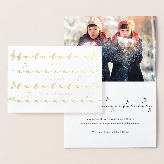 Christmas Carol Fa La Music Family Holiday Photo Foil Card (Display)