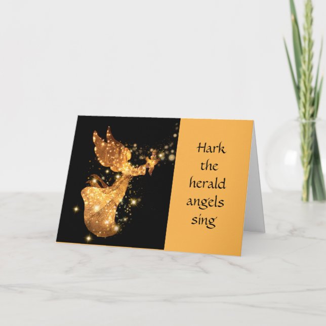 Christmas Carol Hark the Herald Angel's Sing  Holi Holiday Card (Front)