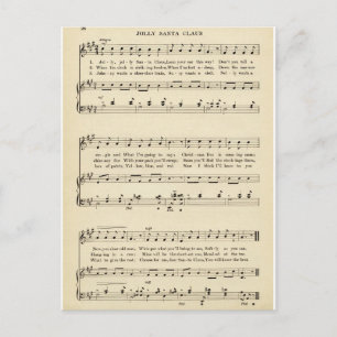 Christmas Carol: "Jolly Old Santa Claus" Holiday Postcard