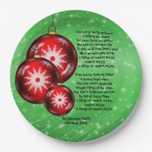 Christmas Carol Lyrics God Rest -  Gentlemen 9" Paper Plate