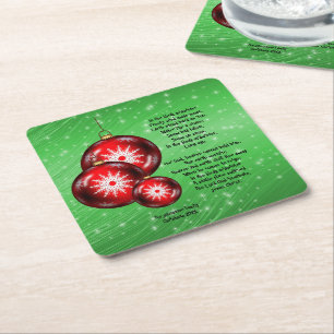 Christmas Carol Lyrics In the Bleak Midwinter Square Paper Coaster