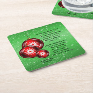 Christmas Carol Lyrics Joy To The World - Square Paper Coaster