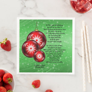 Christmas Carol Lyrics Little Town Bethlehem - Napkin