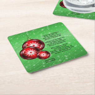 Christmas Carol Lyrics Long Time Ago Square Paper Coaster