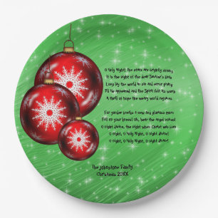 Christmas Carol Lyrics - O Holy Night - Large 9" Paper Plate