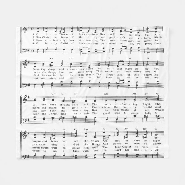 Christmas Carol Sheet Music  Fleece Blanket (Front (Horizontal))