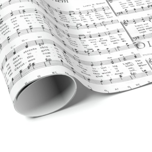 Christmas Carol Sheet Music Wrapping Paper (Roll Corner)
