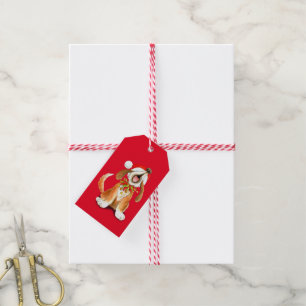 Christmas carol singing dog gift tag
