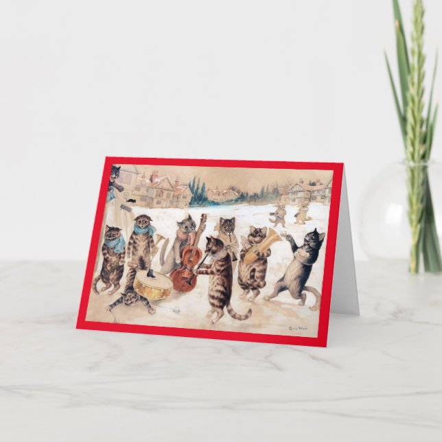 Christmas Carol Singing, Louis Wain Card (Front)