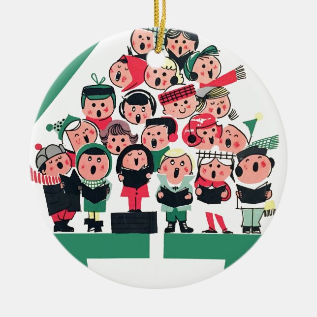 Christmas Carolers Ceramic Tree Decoration (Front)