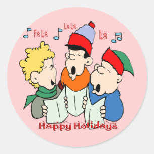 Christmas Carolers Classic Round Sticker