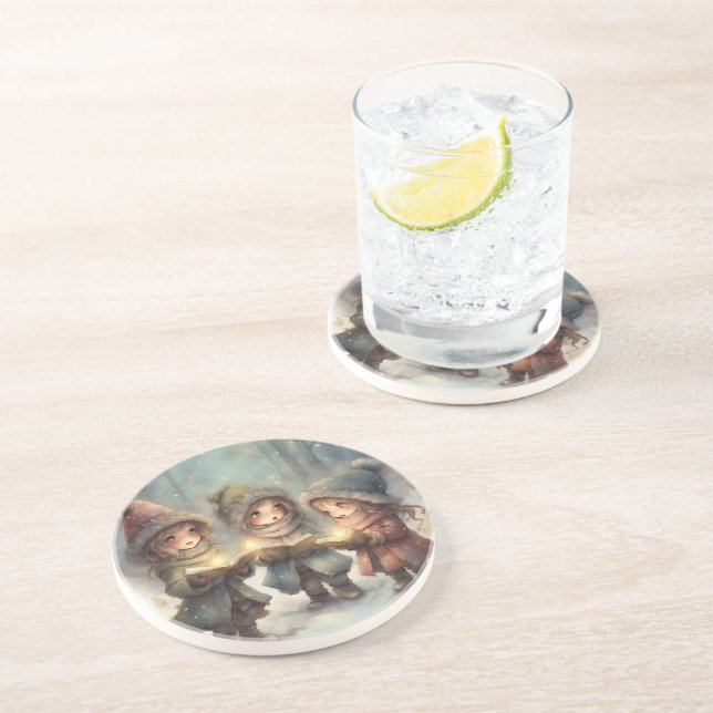 Christmas Carolers  Coaster (Side)