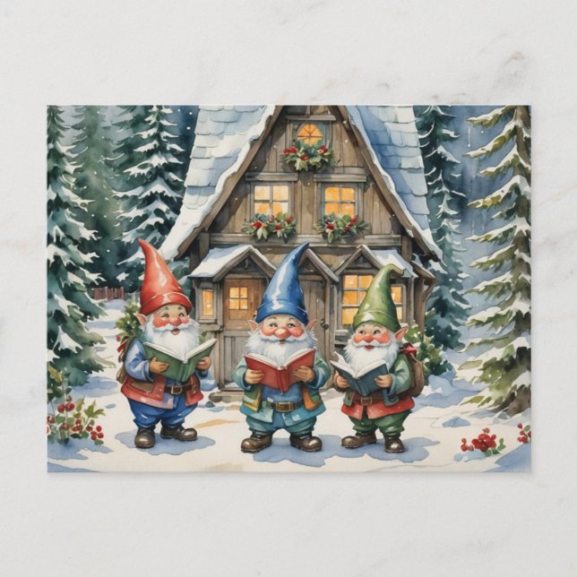 Christmas carolers holiday postcard (Front)