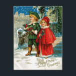 Christmas Carolers Holiday Postcard<br><div class="desc">Vintage Christmas greeting card illustration.</div>