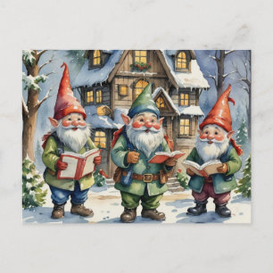 Christmas carolers holiday postcard
