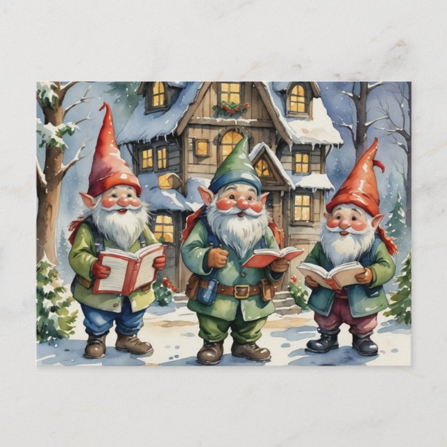 Christmas carolers holiday postcard (Front)