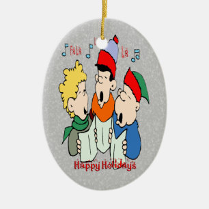 Christmas Carolers Oval Ornament