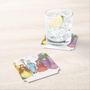 Christmas Carolers Paper Coaster
