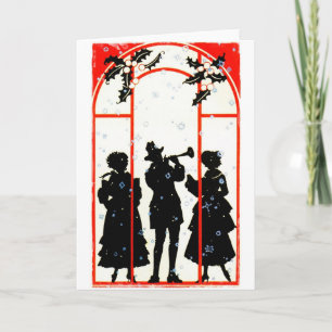 Christmas Carolers Silhouette 1920 Holiday Card