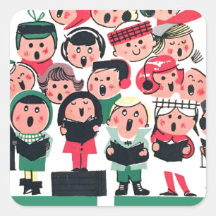 Christmas Carolers Square Sticker