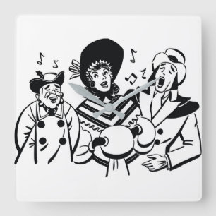 **CHRISTMAS CAROLERS** SQUARE WALL CLOCK
