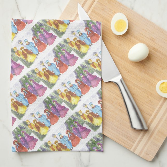 CHRISTMAS CAROLERS TEA TOWEL (Quarter Fold)