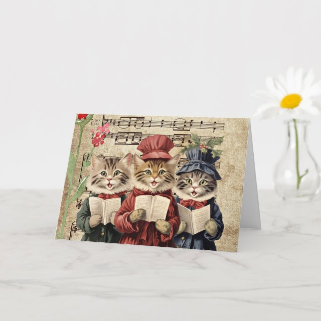 Christmas Caroling Cats Card (Small Plant)