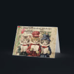 Christmas Caroling Cats Card<br><div class="desc">Vintage illustration of three cats singing Christmas carols.</div>