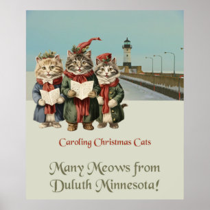 Christmas Caroling Cats Duluth Minnesota  Poster