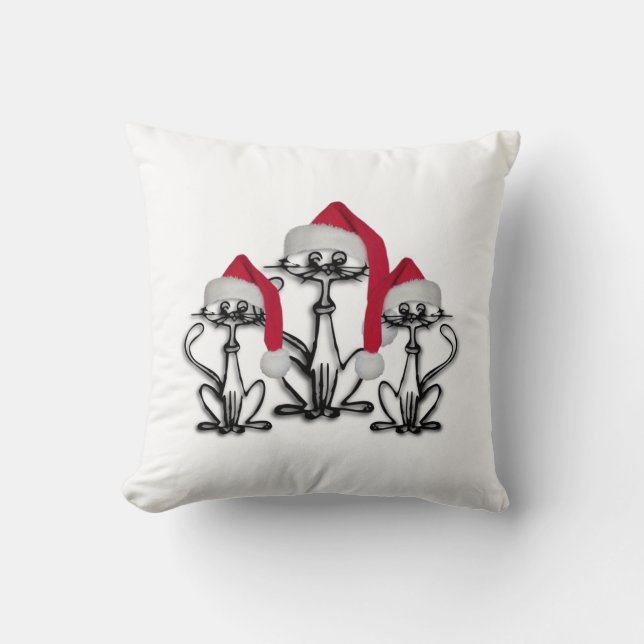 Christmas Caroling Cats Joyous Fun Cushion (Front)