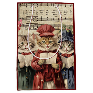Christmas Caroling Cats Medium Gift Bag