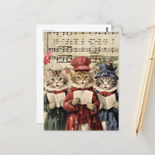 Christmas Caroling Cats Postcard