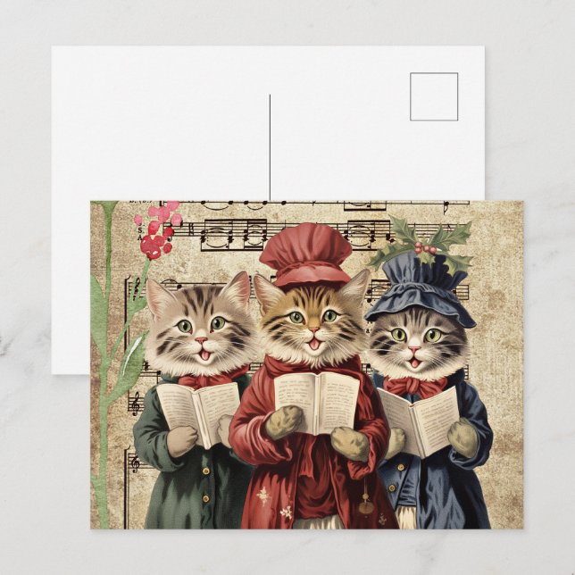 Christmas Caroling Cats Postcard (Front/Back)