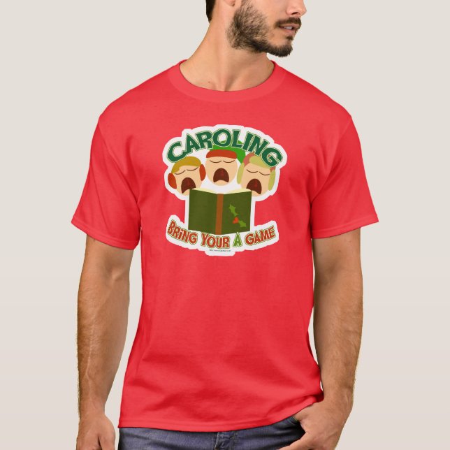 Christmas Caroling Cute Holiday Cartoon Art T-Shirt (Front)