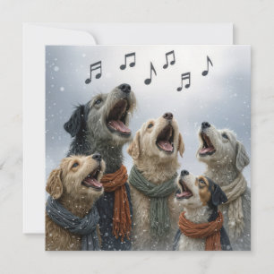 Christmas Caroling Dogs In Snowflakes Card